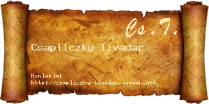 Csapliczky Tivadar névjegykártya